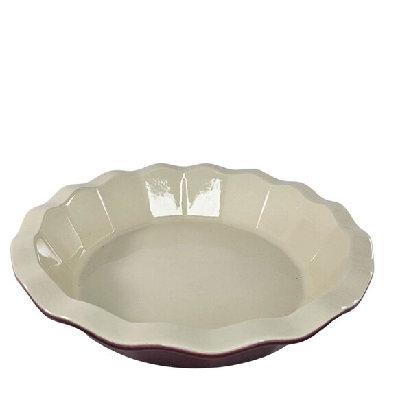 Emile Henry France Williams Sonoma Pie Dish #301 Burgundy Red 10" - Picture 2 of 9